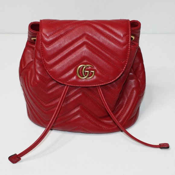 Gucci GG Marmont Red Leather Mini Backpack Bag Purse NWOT main image 7